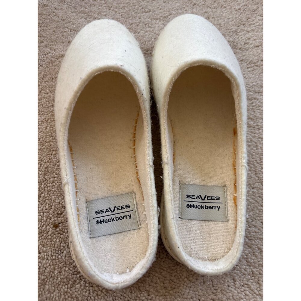 SeaVees + Huckberry Womens Wool Slippers Size 7 White Cozy Indoor Footwear - Picture 5 of 11